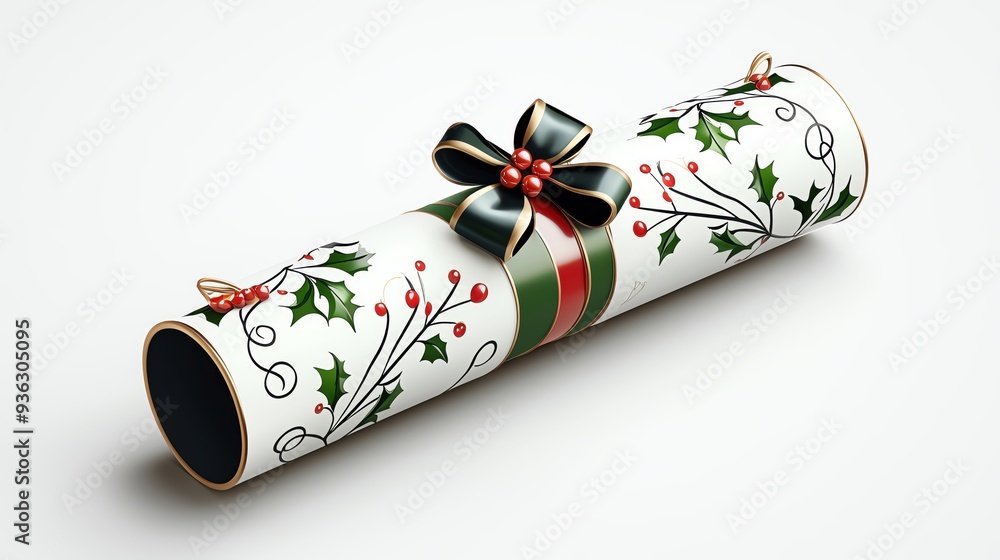 A beautifully designed Christmas cracker with festive colors and floral patterns, perfect for holiday celebrations. A beautifully designed Christmas cracker with festive colors and floral patterns, perfect for holiday celebrations.