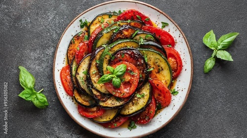 Delicious Ratatouille Dish with Fresh Vegetables and Herbs