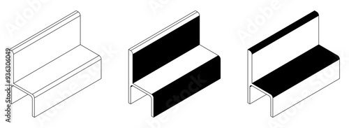 bench vector silhouette. isometric