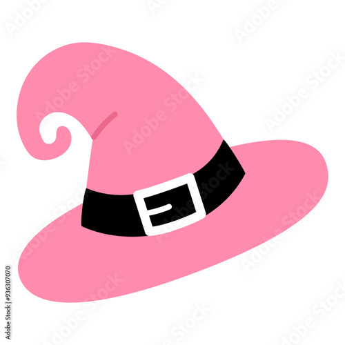 pink witch hat with belt illustration