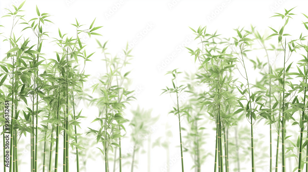 Fototapeta premium A row of bamboo plants with a white background