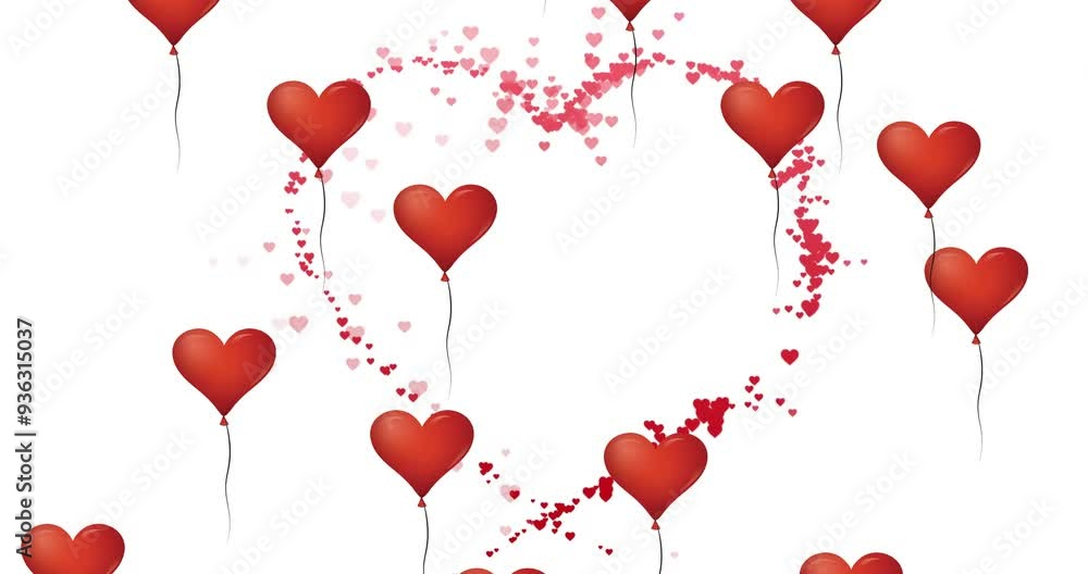 Heart shapes forming larger heart animation on white background Heart shapes forming larger heart animation on white background