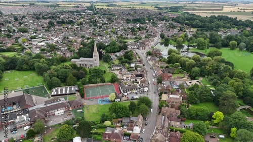 Ascending drone,aerial Godmanchester town Cambridgeshire, England, drone,aerial photo