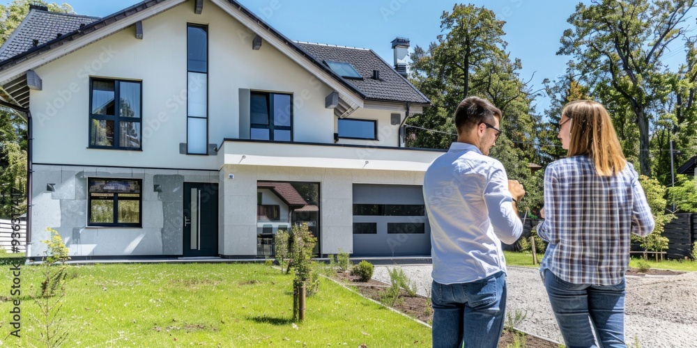 Obraz premium Couple Admiring a New Home