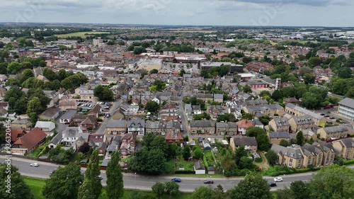 Panning drone aerial Huntingdon Cambridgeshire England UK photo