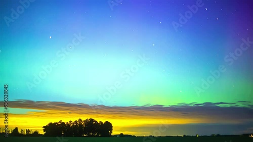 Timelapse of noctilucent clouds and the northern lights photo