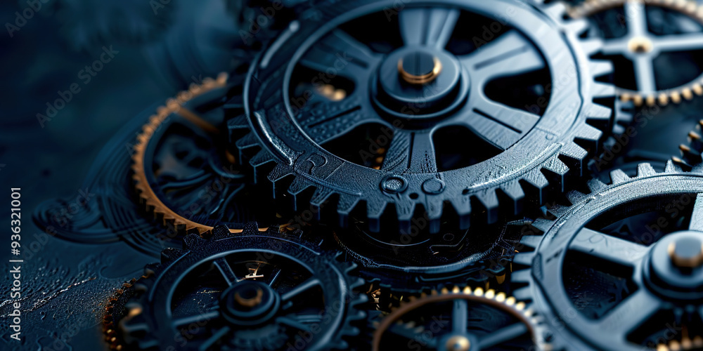 Gears close-up on a black background Gears close-up on a black background