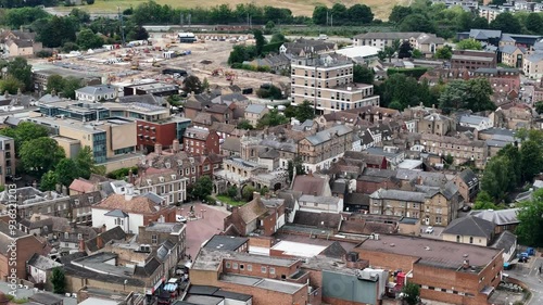 Huntingdon town centre Cambridgeshire UK drone,aerial photo