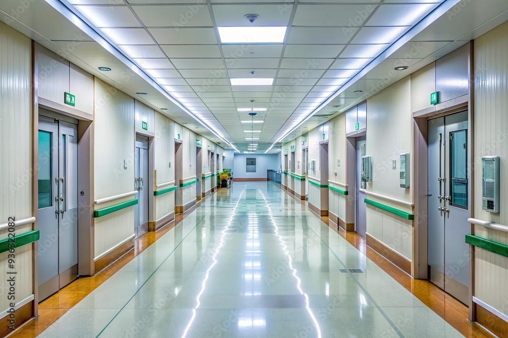 Obraz premium A nearly empty hospital corridor in Seoul, South Korea, highlights the impact of a mass exodus of young doctors on the healthcare system.