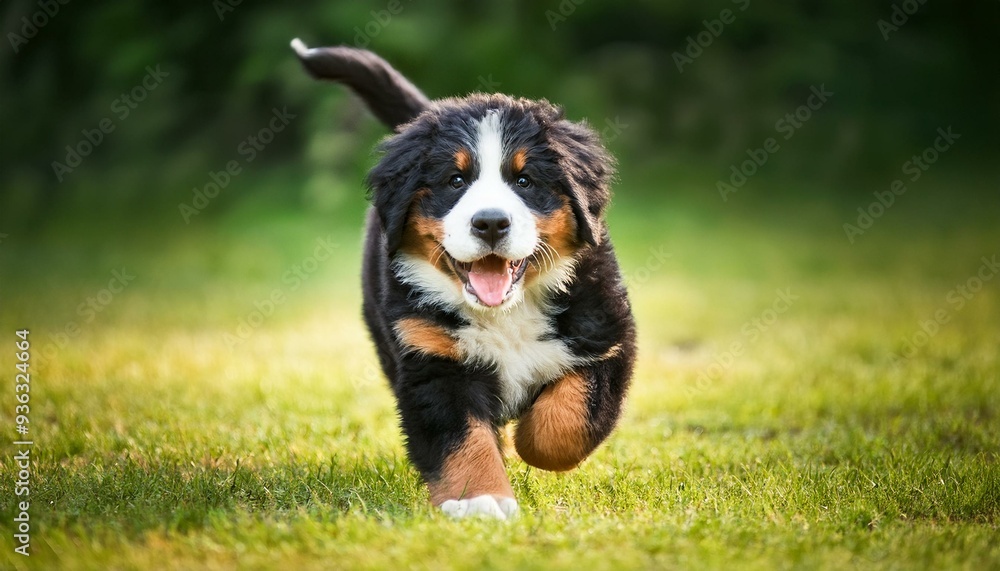 芝生の上を走っているバーニーズ・マウンテン・ドッグの子犬(Bernese Mountain Dog puppy running on the grass)
芝生の上を走っているバーニーズ・マウンテン・ドッグの子犬(Bernese Mountain Dog puppy running on the grass)