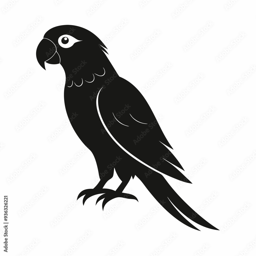 Obraz premium Parrot silhouette on white background