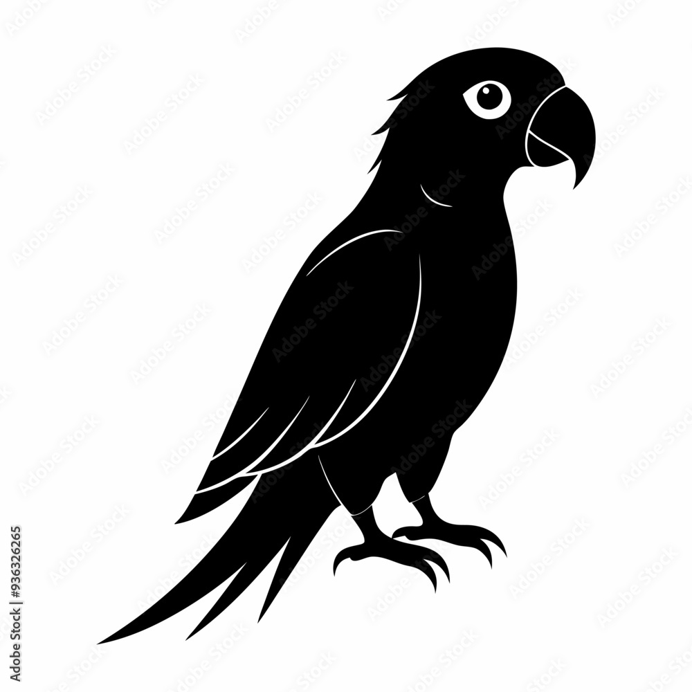 Fototapeta premium Parrot silhouette on white background