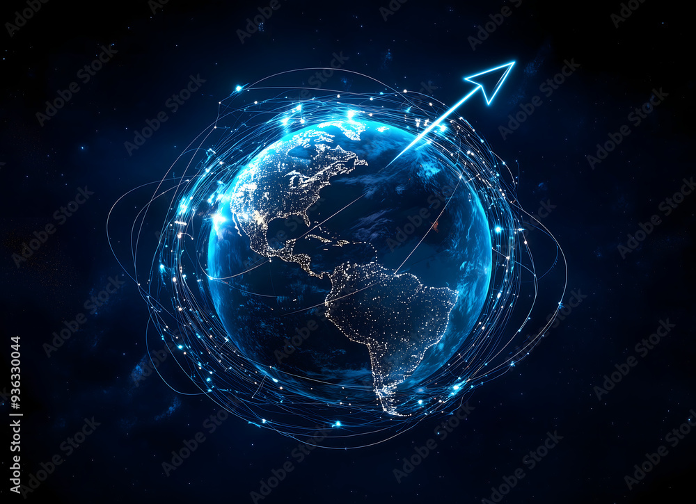 Earth is wrapped in blue light Space Concept Earth is wrapped in blue light Space Concept
