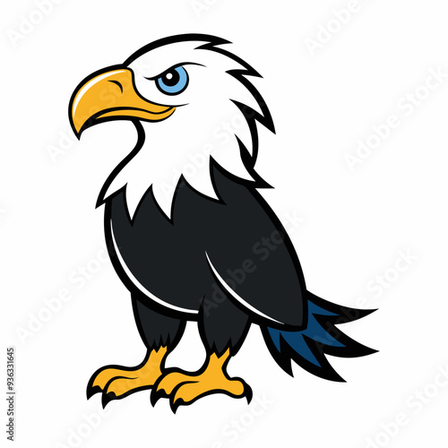 Vector illustration of cartoon eagle isolated on white background.