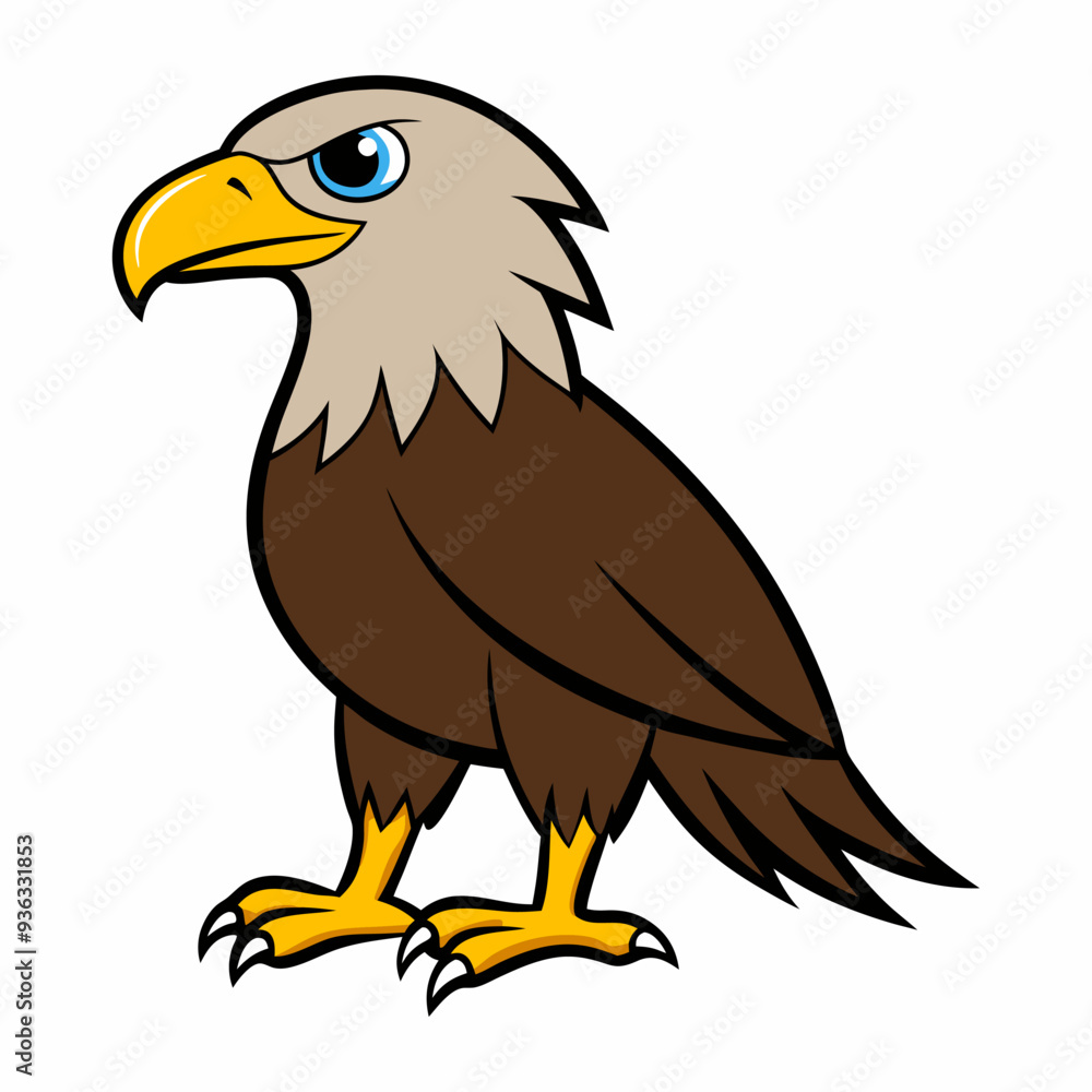 Obraz premium Vector illustration of cartoon eagle isolated on white background.