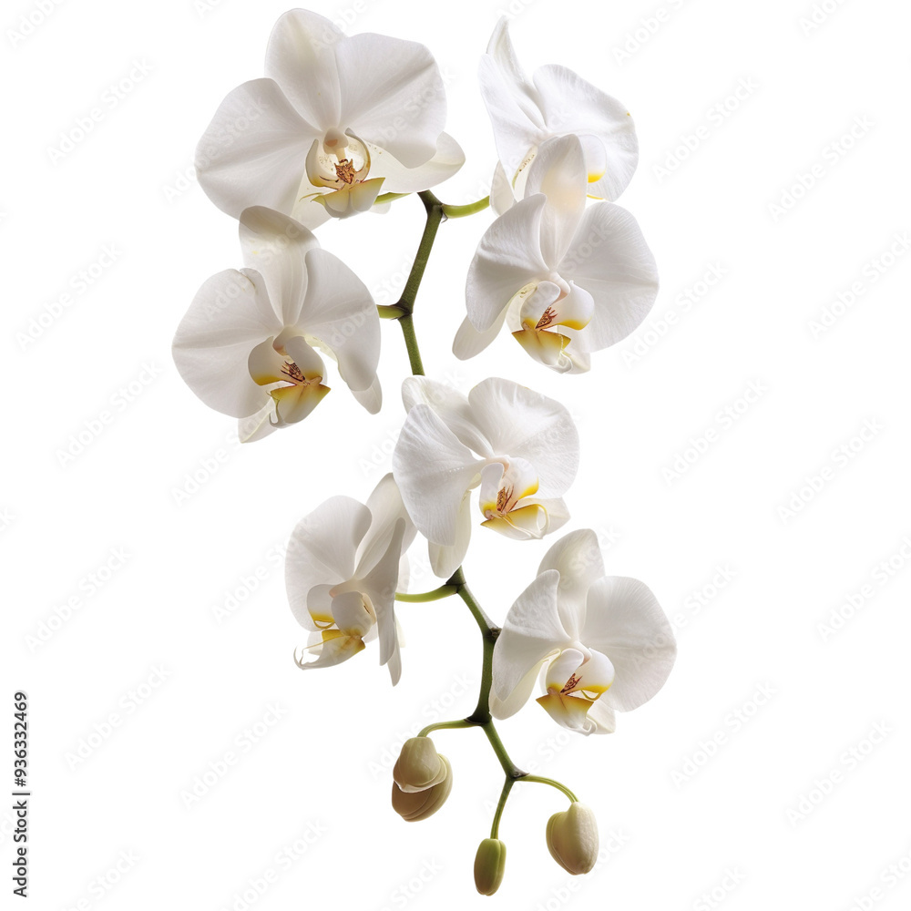 Fototapeta premium A delicate white orchid isolated on a transparent background