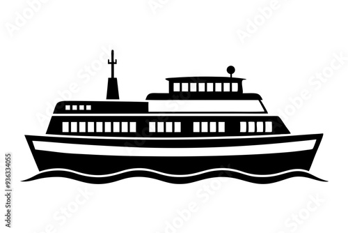 Silhouette of a Ferry, Vector Illustration for Clean and Modern Designs