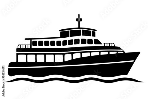 Silhouette of a Ferry, Vector Illustration for Clean and Modern Designs