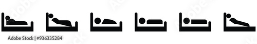 Bed icon set Man sleeping vector humman.