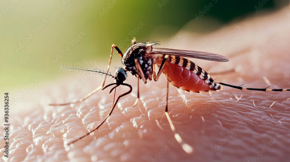 Mosquito on human skin. Zika virus concept. Mosquito on human skin. Zika virus concept.
