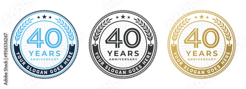 40 years anniversary logo emblem circle design templates set isolated