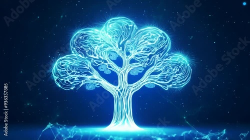 Hi-Tech Blue Circuit Board Tree Animation