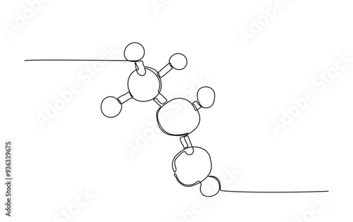 Models of molecules in simple outline illustration. Continuous line drawing of Models of molecules. Travel and adventure concept. science and health concept.