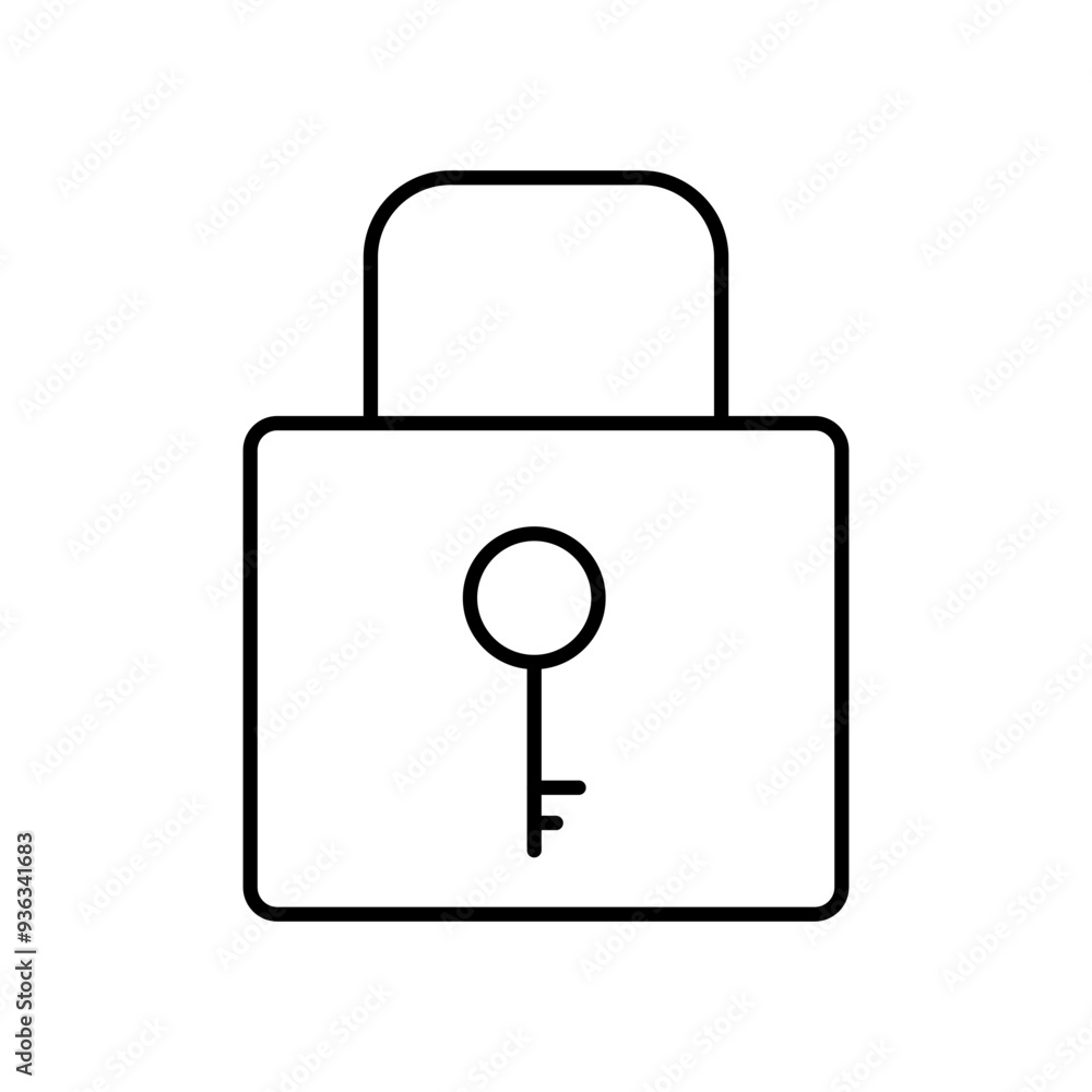 Simple outline of a padlock with a keyhole representing security and protection concepts