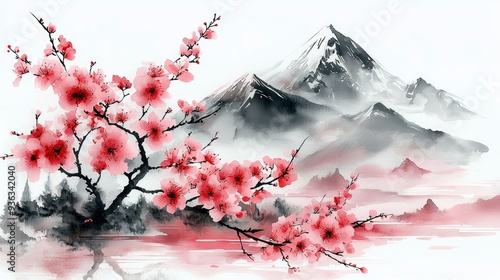 Watercolor Painting of Cherry photo