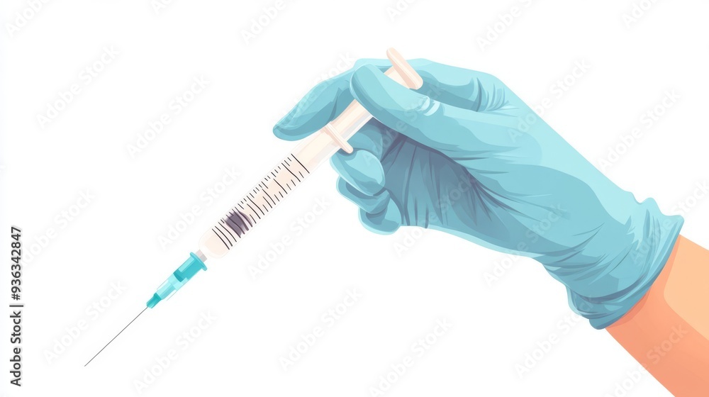 A hand in gloves preparing Monkeypox vaccine injection, healthcare scene, realistic style, detailed textures, isolated on white background A hand in gloves preparing Monkeypox vaccine injection, healthcare scene, realistic style, detailed textures, isolated on white background