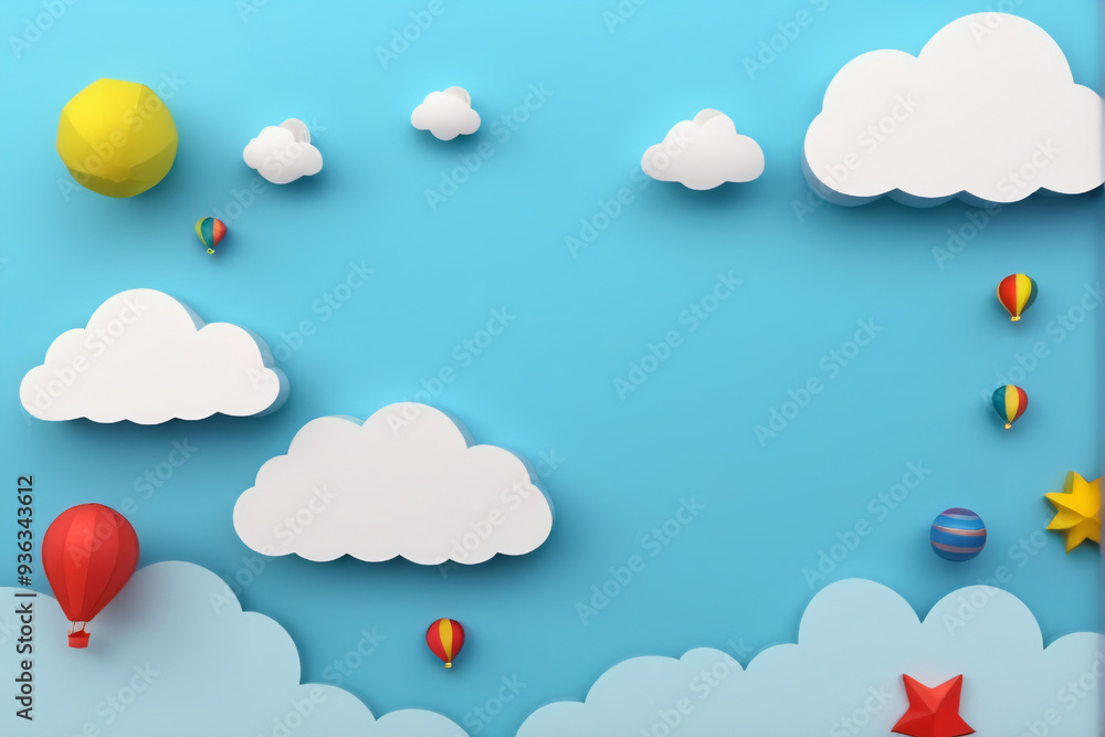 Fototapeta premium balloons in the wall with clouds