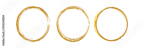 Gold glittering circle of paint golden glitter texture. Abstract gold glittering textured. gold circle frame seton white background. EPS 10