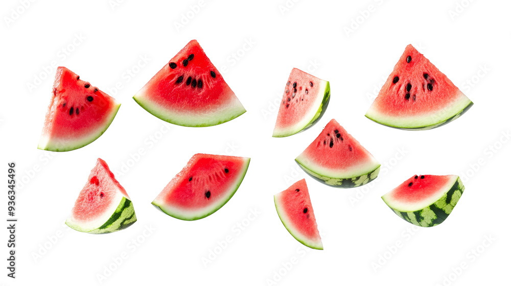 Fresh Watermelon Slices Floating in the Air. Fresh Watermelon Slices Floating in the Air.