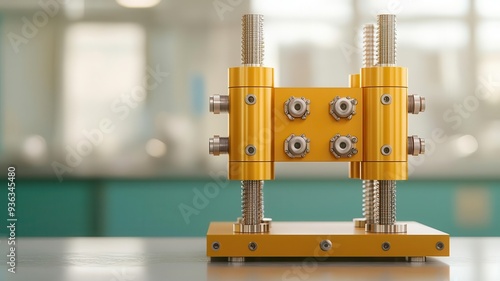 Vibration dampening system, mechanical absorption analysis, 3D illustration