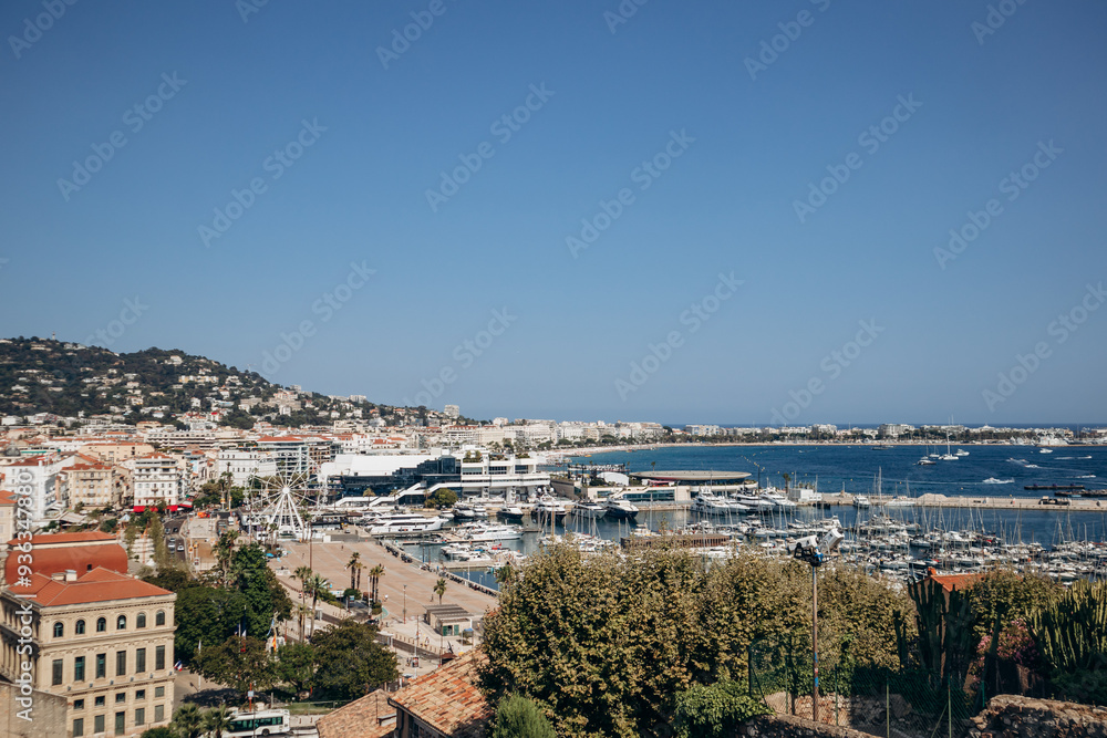 Cannes, France - August 1, 2024: View of the rooftops of Cannes on a sunny day Cannes, France - August 1, 2024: View of the rooftops of Cannes on a sunny day