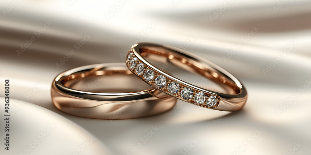 Gold Rings with Sparkling Diamonds Gold Rings with Sparkling Diamonds