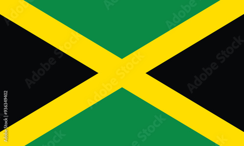 The national flag of jamaica. Flag of Jamaica is an island country situated in the Caribbean Sea. Vector illustration.