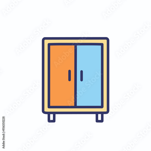 Colorful cabinet with doors. Simple vector illustration of a cabinet with two doors, perfect for design projects.