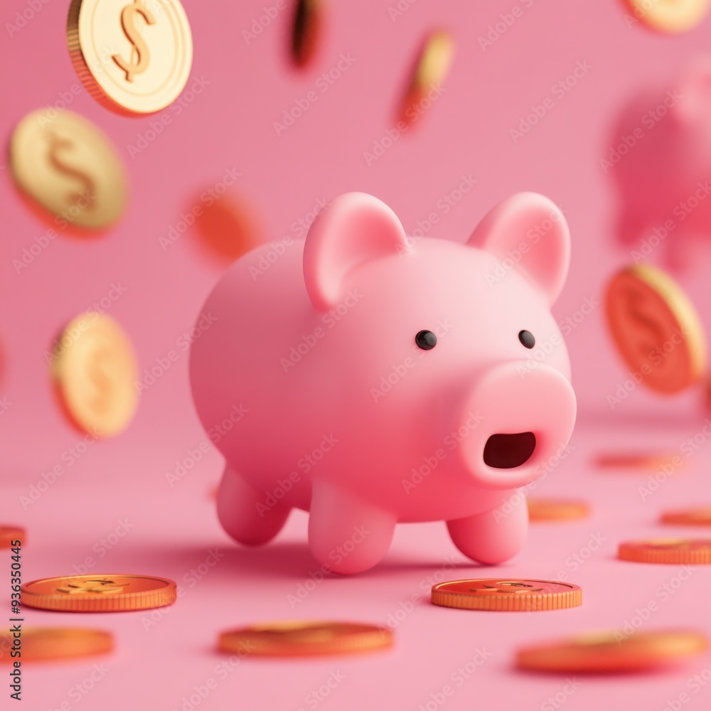 Money flowing into savings sections, organized distribution, 3D illustration Money flowing into savings sections, organized distribution, 3D illustration