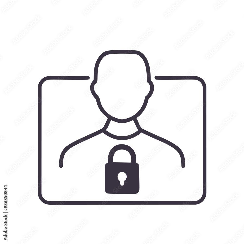 Secured user profile icon. Simple line icon of a user profile with a padlock symbolizing protection and security. Perfect for web, app, and design projects. Secured user profile icon. Simple line icon of a user profile with a padlock symbolizing protection and security. Perfect for web, app, and design projects.