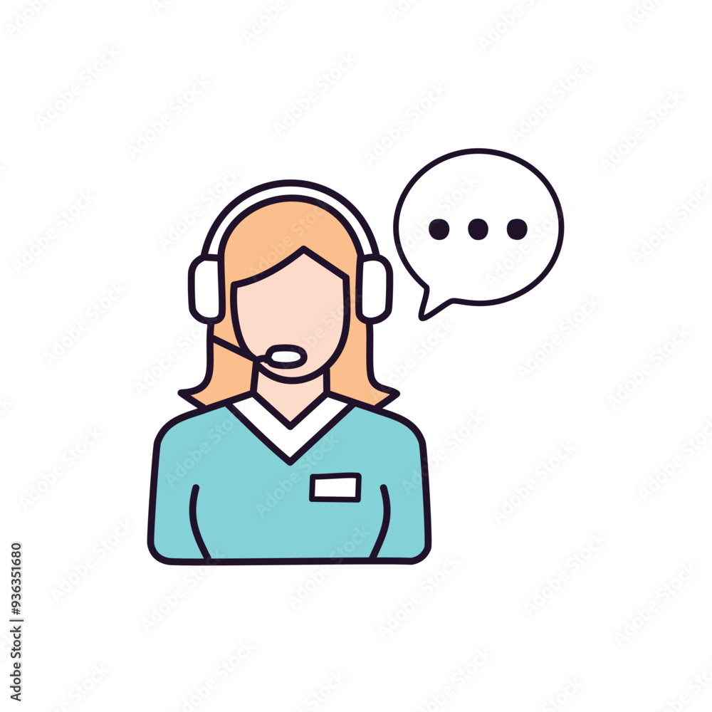 Customer service agent icon illustration. A line art icon representing a customer service agent with a headset, ready to answer your queries and provide assistance. Customer service agent icon illustration. A line art icon representing a customer service agent with a headset, ready to answer your queries and provide assistance.