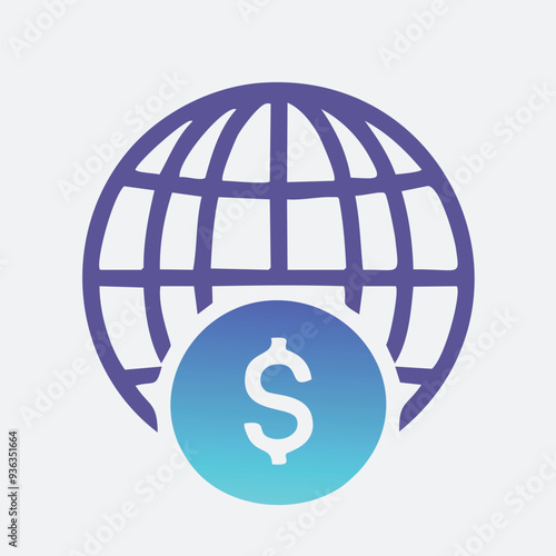 Global finance icon. Simple, modern icon representing worldwide financial operations.