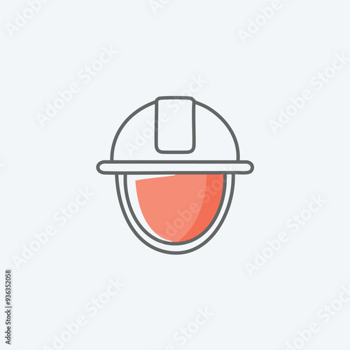 Construction worker safety helmet icon. A simple, flat icon design of a hard hat, ideal for safety and construction themes.