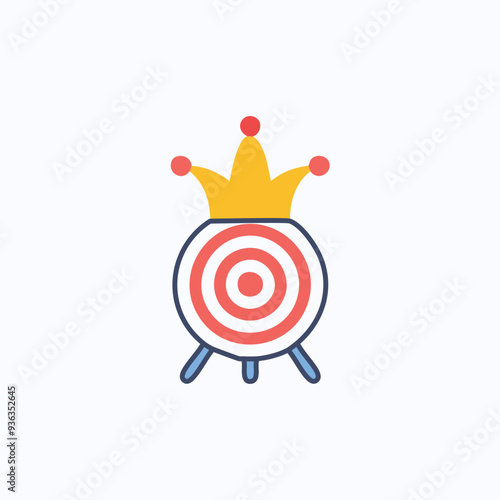 Target with crown illustration. Colorful illustration of a target with a crown on top, symbolizing achievement and success.