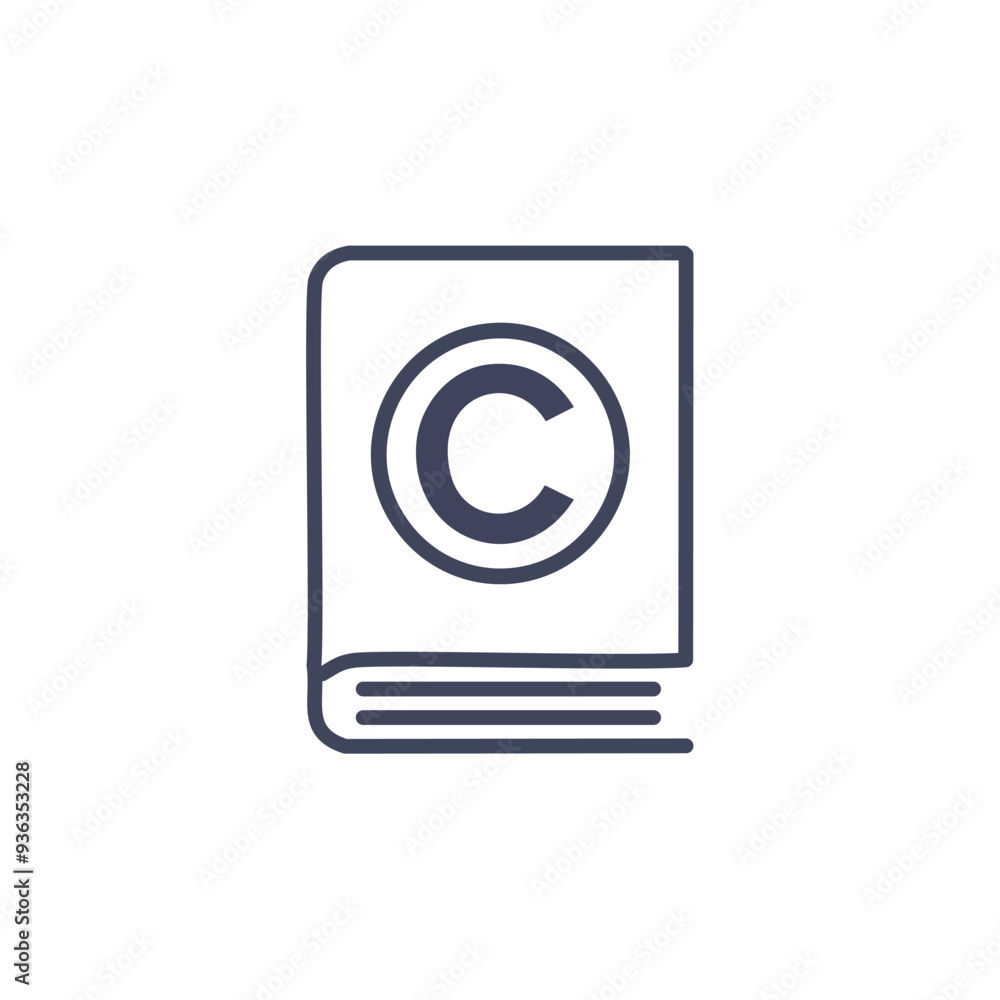 Book copyright symbol icon. Line icon of a book with a copyright symbol. Perfect for legal, publishing, and intellectual property designs. Book copyright symbol icon. Line icon of a book with a copyright symbol. Perfect for legal, publishing, and intellectual property designs.