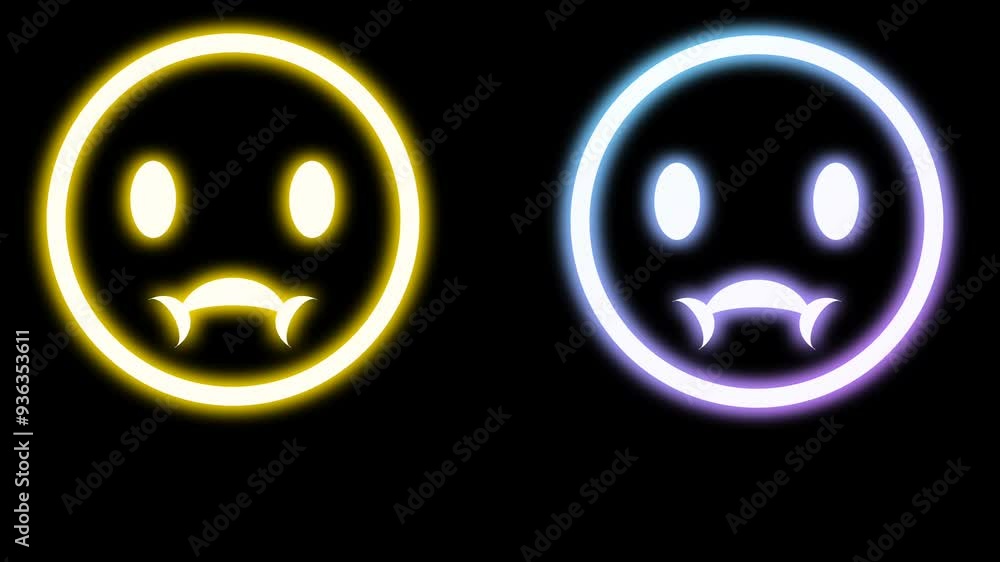 vomiting emoji in bright neon light on black background. vomiting emoji in bright neon light on black background.