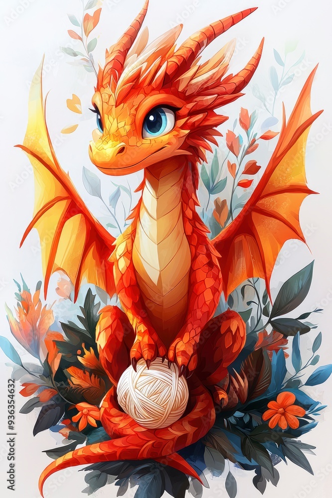 Cute Orange Dragon Holding a Cute Orange Dragon Holding a