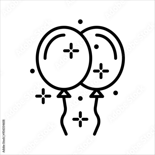 Balloon icon, event balloon icon, party balloon symbol, on white background.