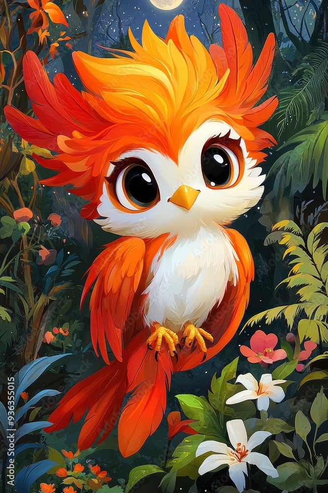 Fototapeta premium Adorable Cartoon Bird with