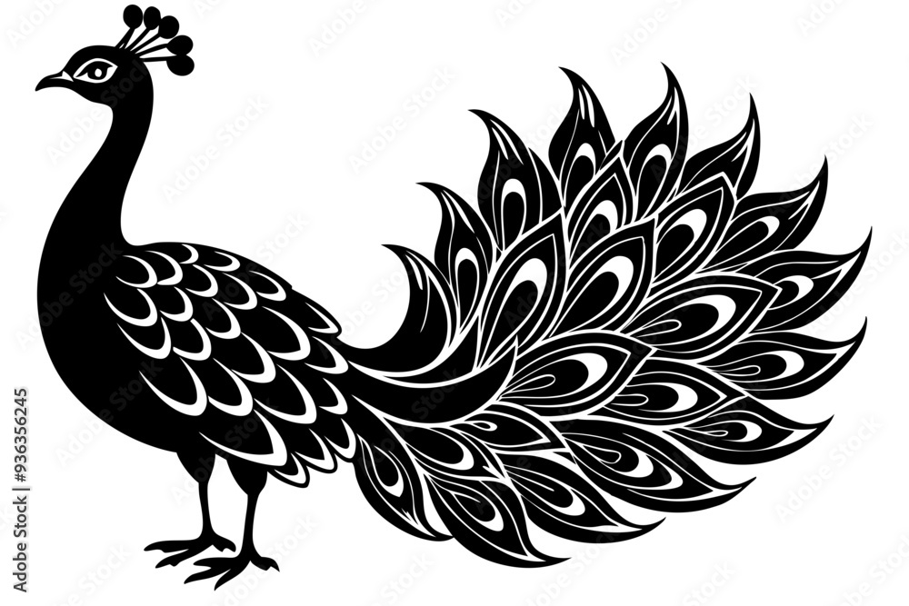 Fototapeta premium Peacock bird vector silhouette, Peacock bird icon vector illustration